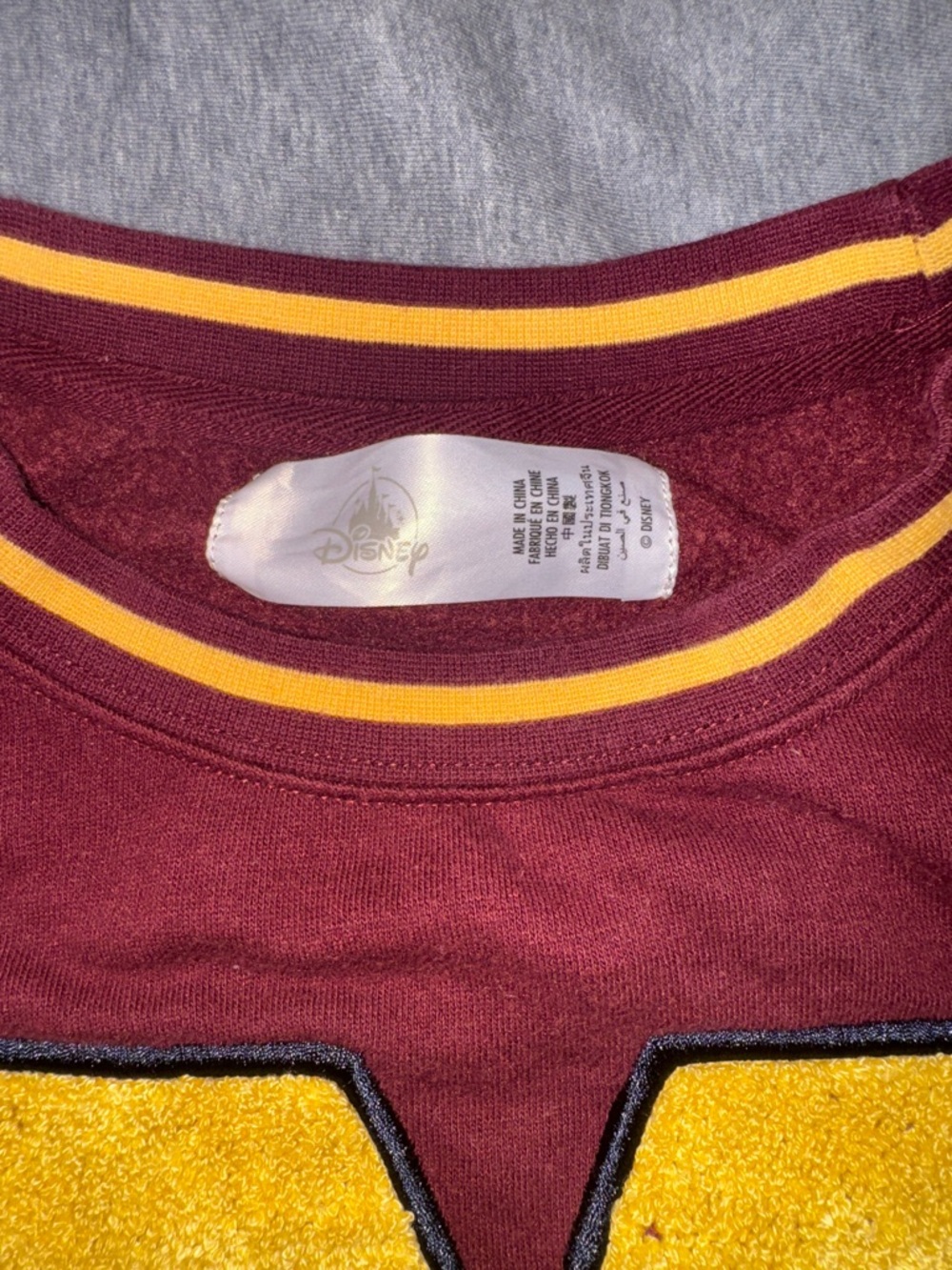 Burgundy Sweatshirt with Gold Letter M and Mickey Accent - Picture 3 of 5